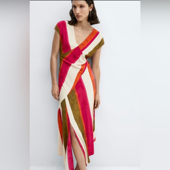 Mango Striped Midi Dress – Size Medium (US 6) brand new - Picture 2 of 15